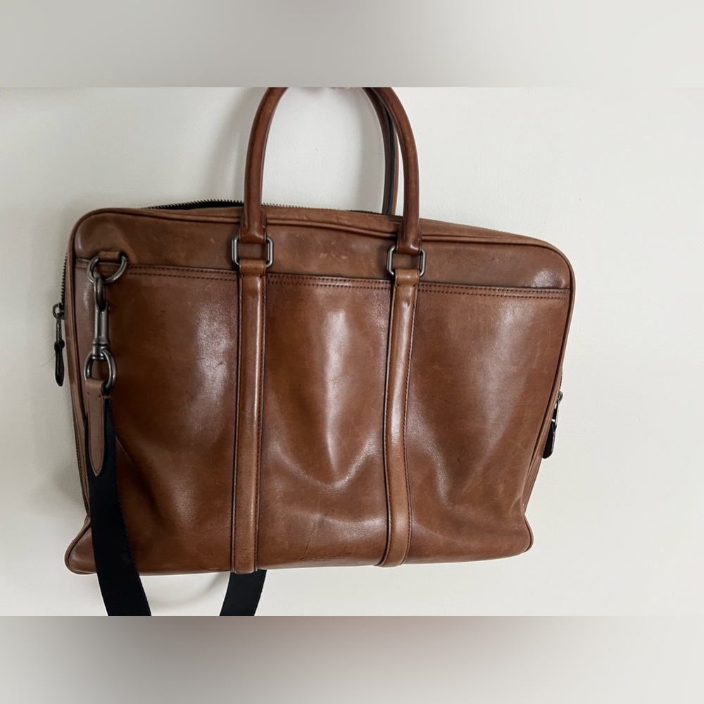 Authentic Brown Leather Coach Briefcase